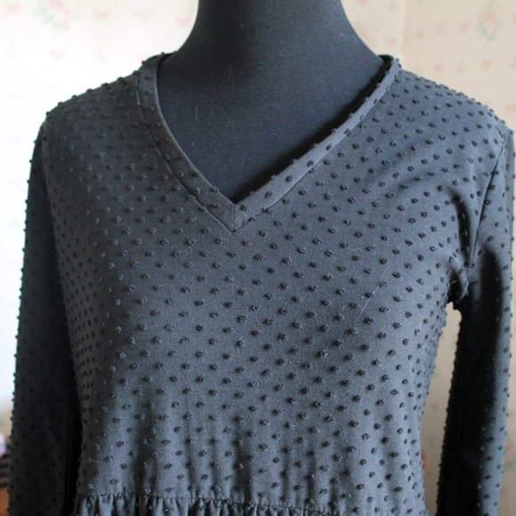 J. Crew Black Swiss Dot Tiered Midi Dress, XS - Picture 3 of 9